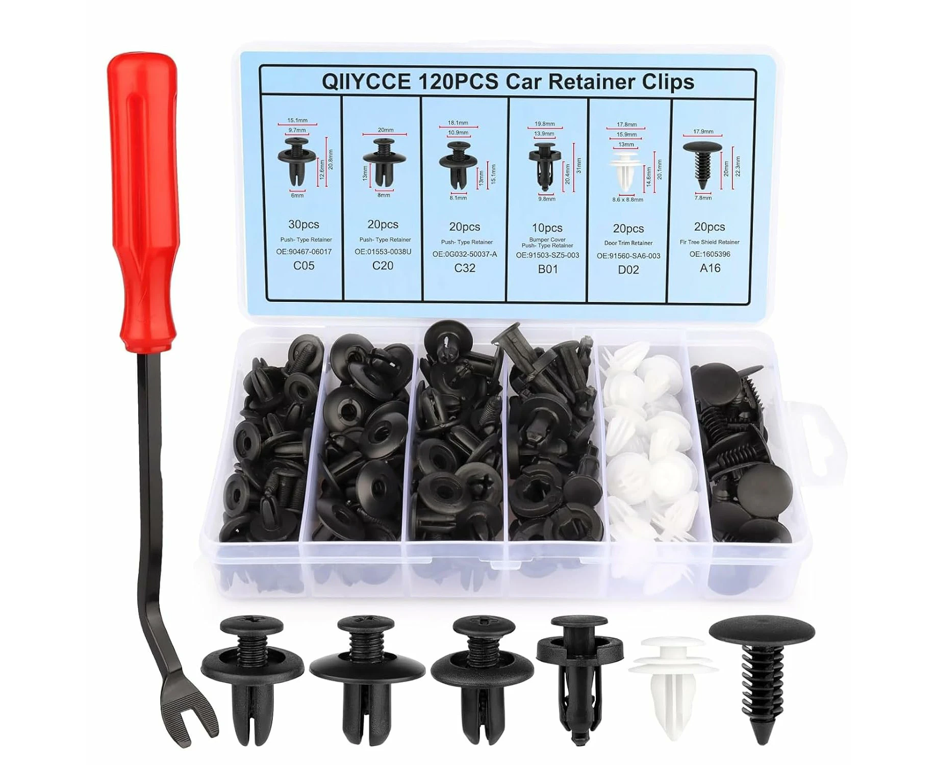 120PCS Car Clips,Plastic Rivets,6 Popular Sizes of Car Body Fixed Clip Bumpers,and Replacement Parts of Fenders are Applicable to Most Models