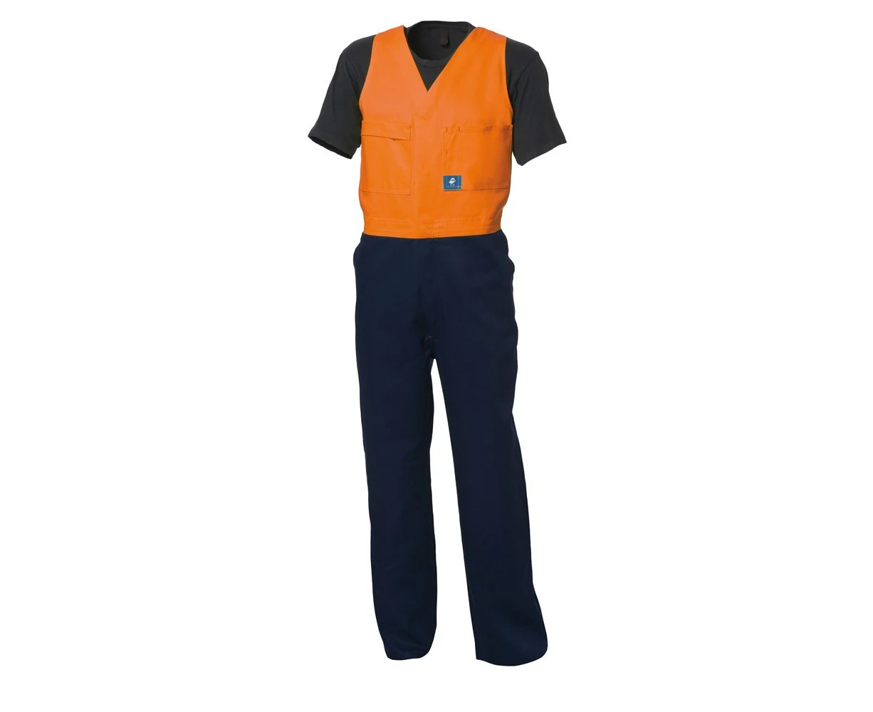 WS WORKWEAR Men's Action-Back Drill Overall with Elastic Straps | Orange & Navy