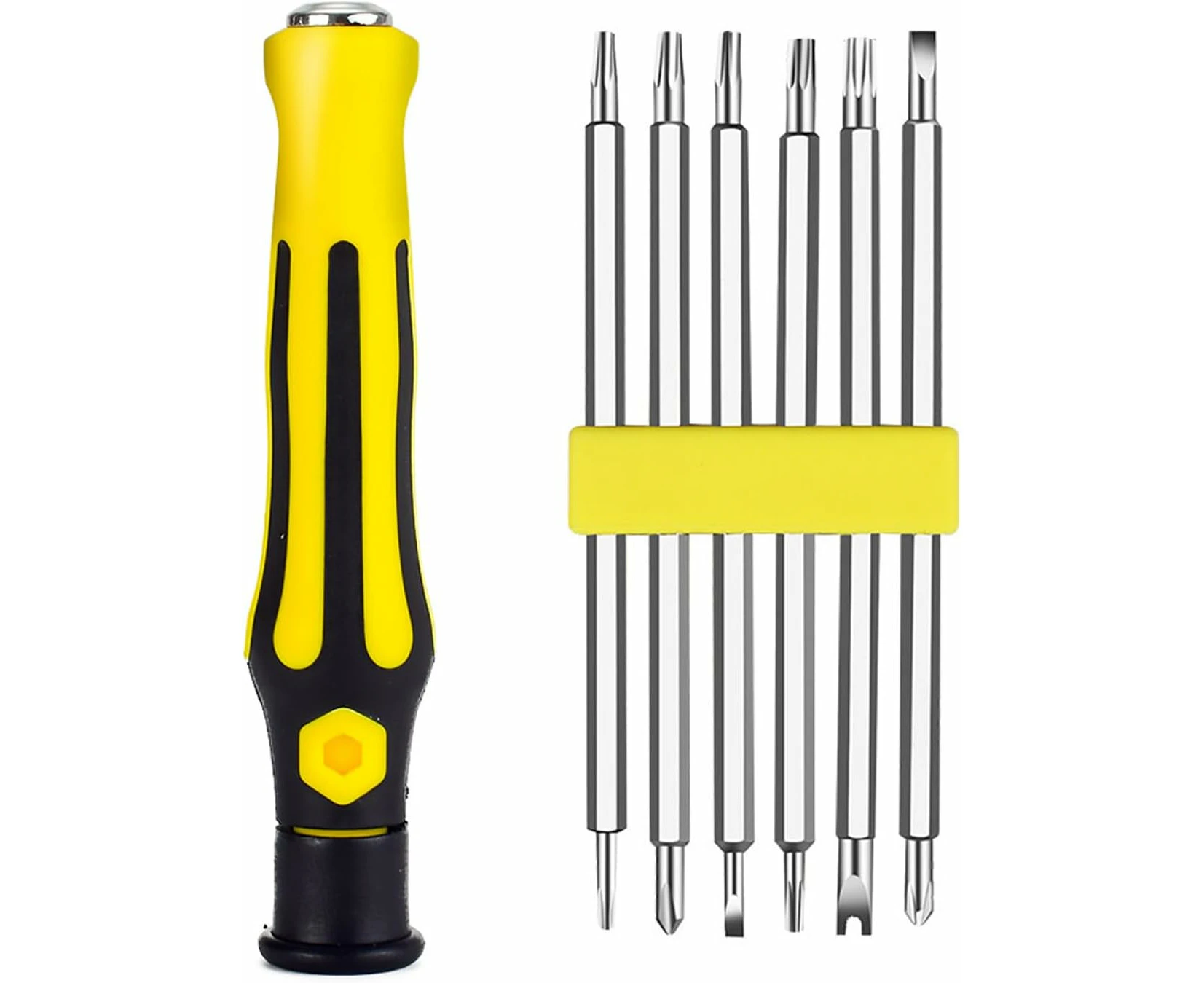 12-in-1 Ratchet Multi-Bit Screwdriver Set, Double End Ratcheting Hex Bits Screwdrivers – Heavy Duty Vanadium Steel Cr-V TPR Plastic Ergonomic Handle