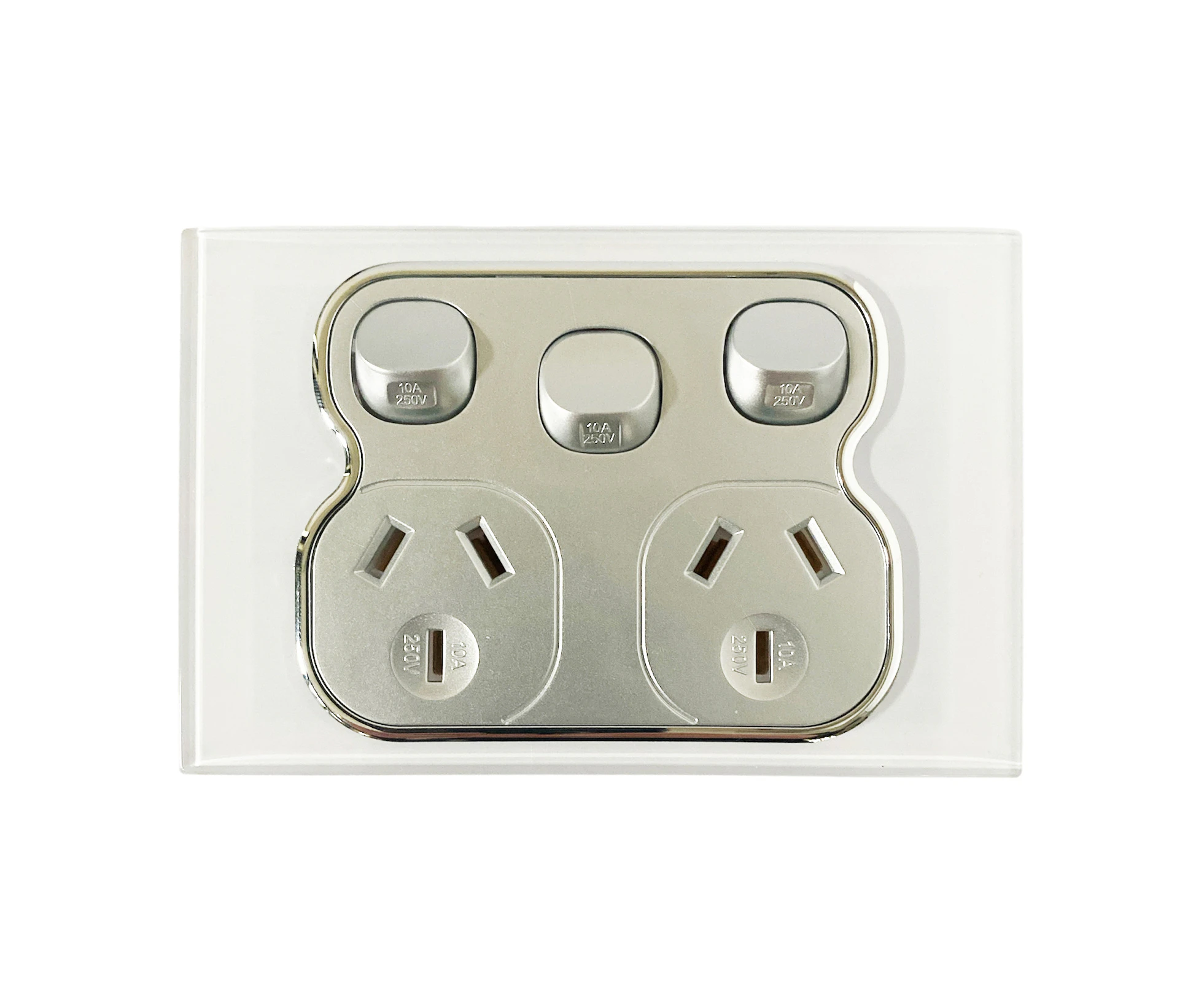 ECLIPSE AUTOMATION Double Powerpoint with Extra Switch  White on Silver - SSA