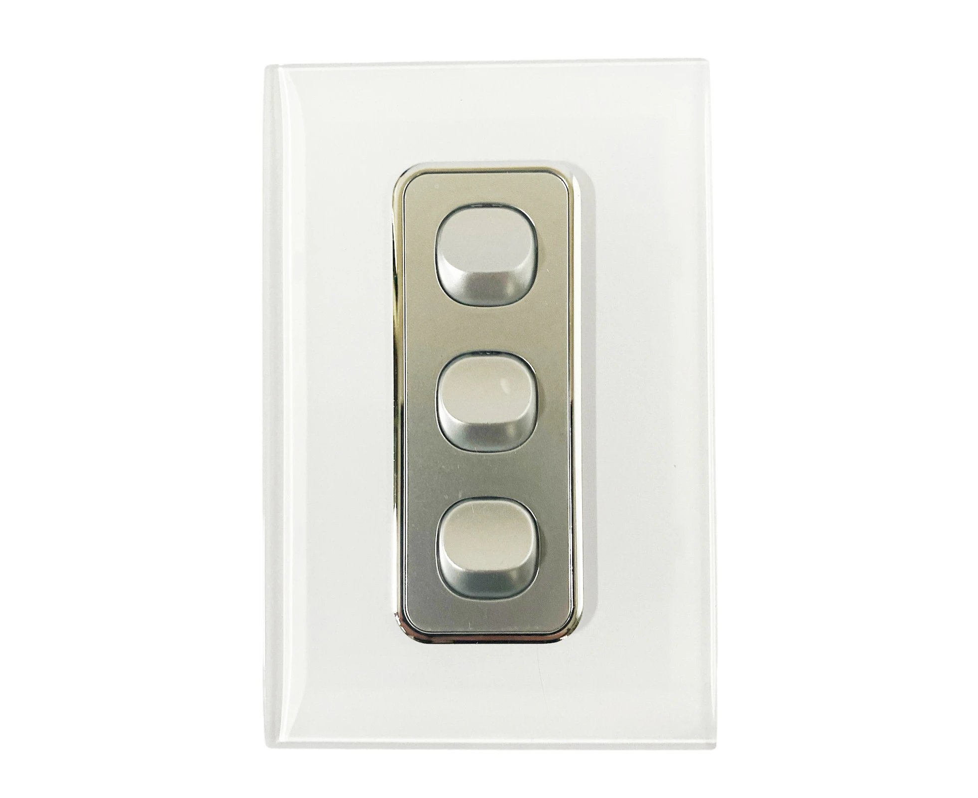 ECLIPSE AUTOMATION 3 Gang Wall Switch  White on Silver - SSA - Triple