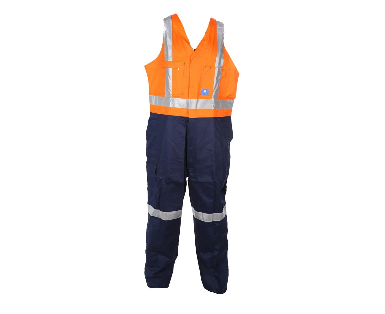 WS WORKWEAR Men's Action Back Overalls with Reflective Tape | Orange | Navy