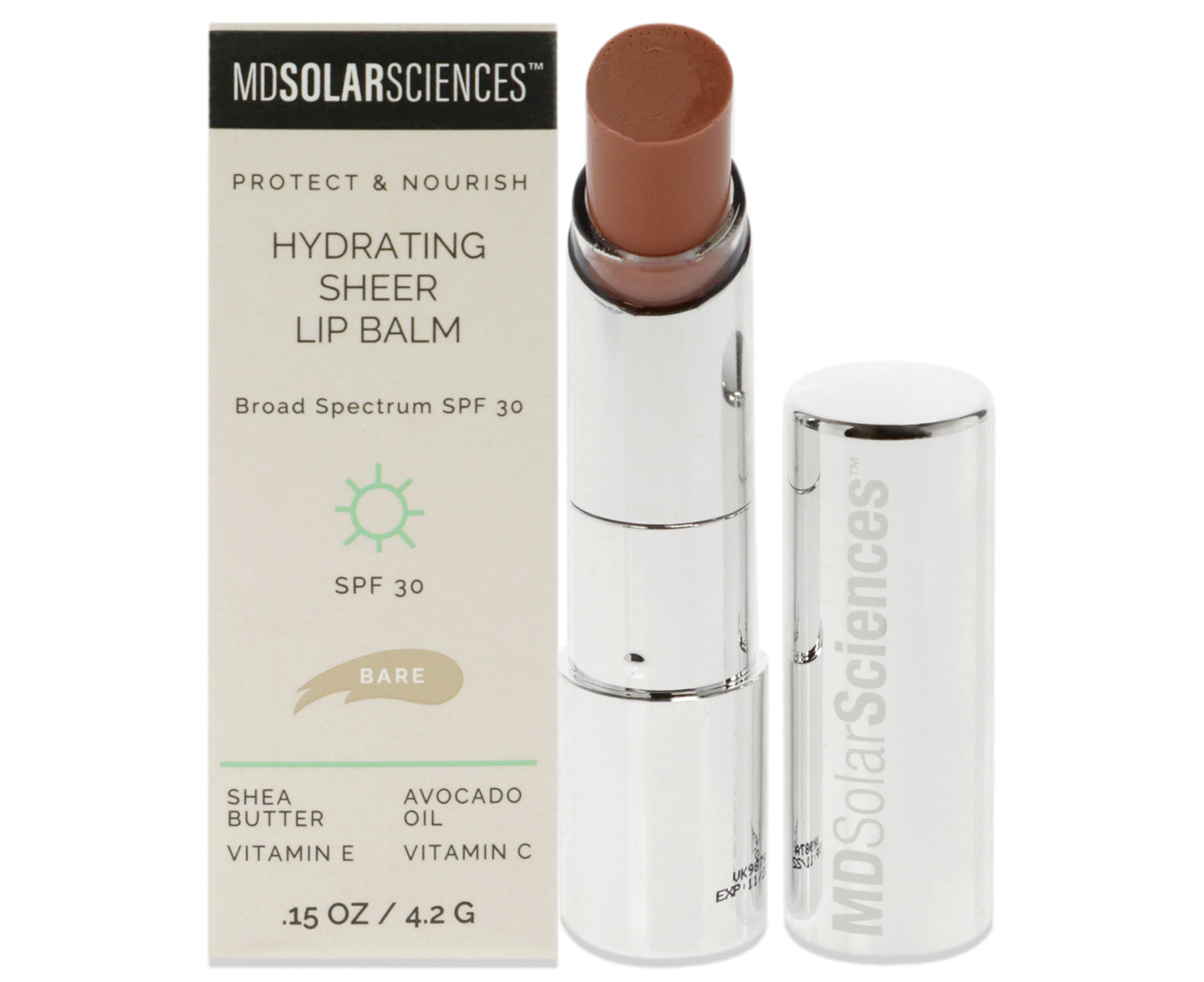 Hydrating Sheer Lip Balm SPF 30 - Bare by MDSolarSciences for Women - 0.15 oz Lip Balm