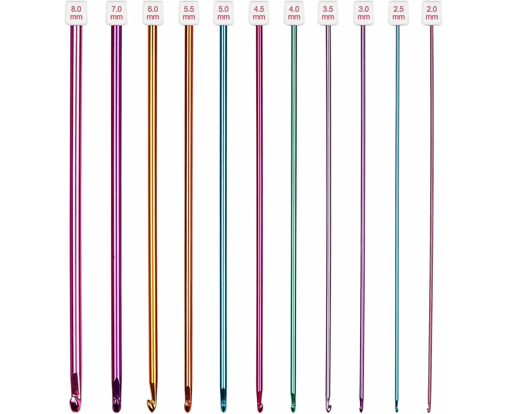 Long Crochet Hook Set, 11pcs Tunisian Multicolor Afghan Crochet Needles for Crocheting, 2mm(B)-8mm(L), Great Knitting & Crochet Supplies Tool for Croc