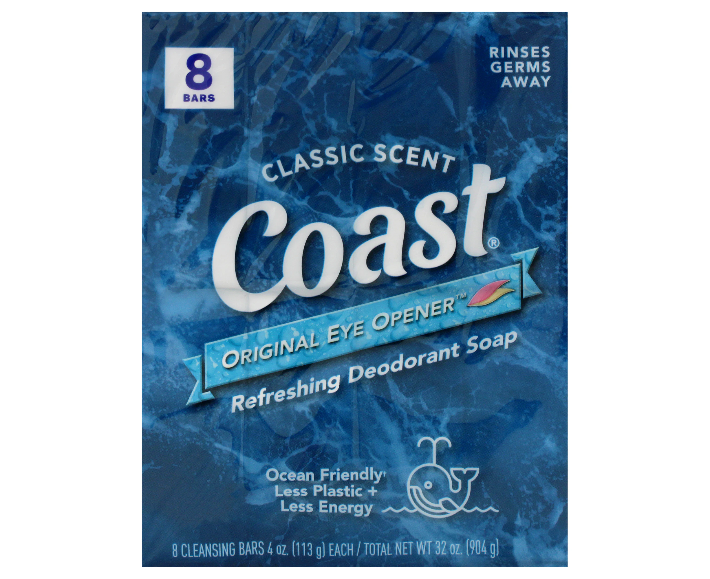 Refreshing Deodorant Soap - Classic Scent by Coast for Unisex - 8 x 4 oz Soap