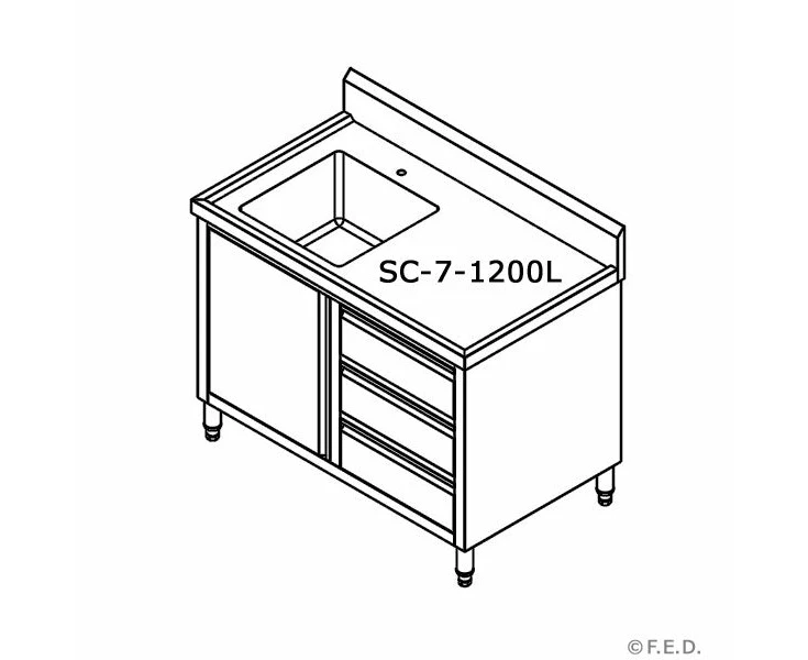 Sc 7 1200l H Cabinet With Left Sink