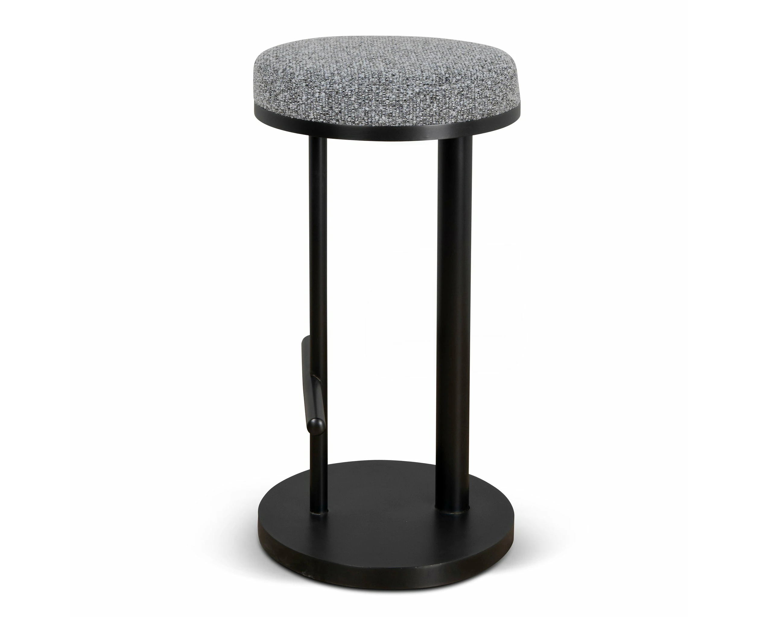 Jovan 68cm Matte Black Bar Stool - Graphite Grey Boucle