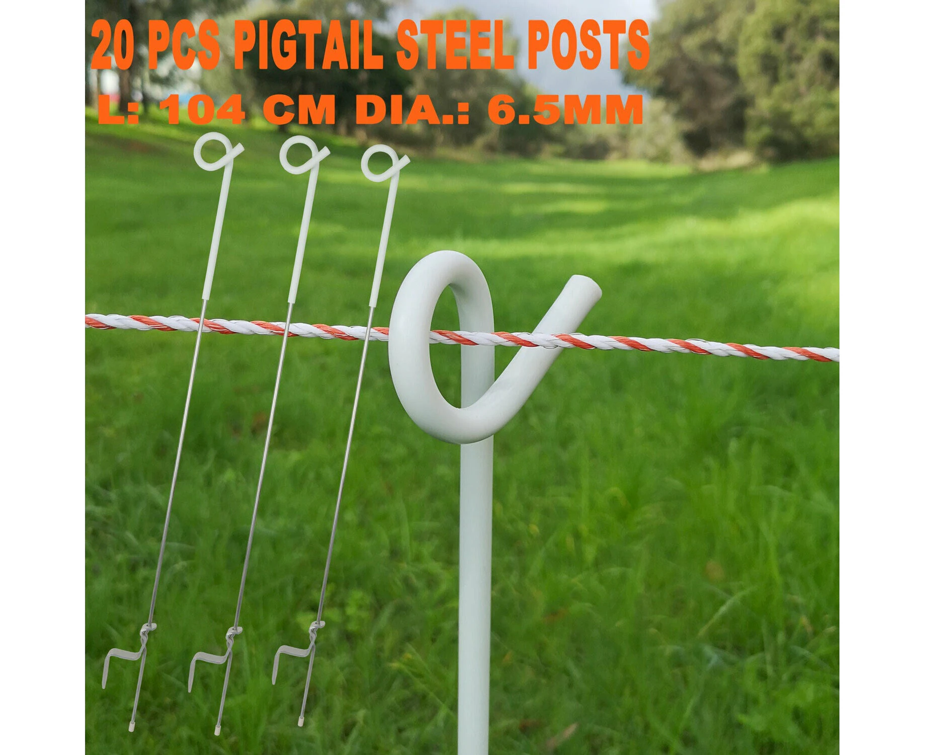 20 Pcs TREAD IN INSULATED STEEL PIGTAIL POSTS TRIP GRAZE PIG TAIL POST