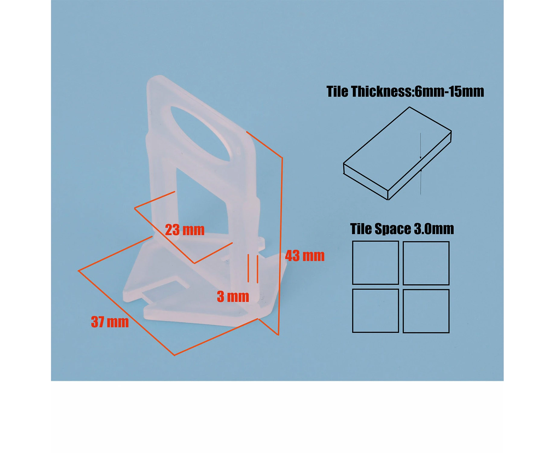 Tile Leveling System Clips Spacer Levelling Tiling Tool Floor Wall BULK - 1.0mm 1000Pcs Clips