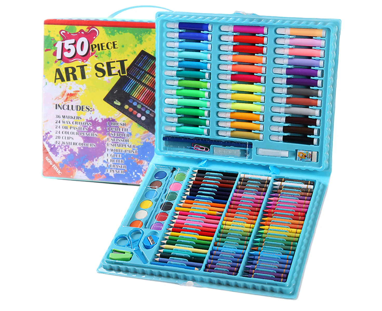 Art Supplies, 150-Pack Art Set Drawing Sets Painting Art Kits, Art Supplies For Girls, Creative Gift Art Box For Kids Girls Boys ,Blue