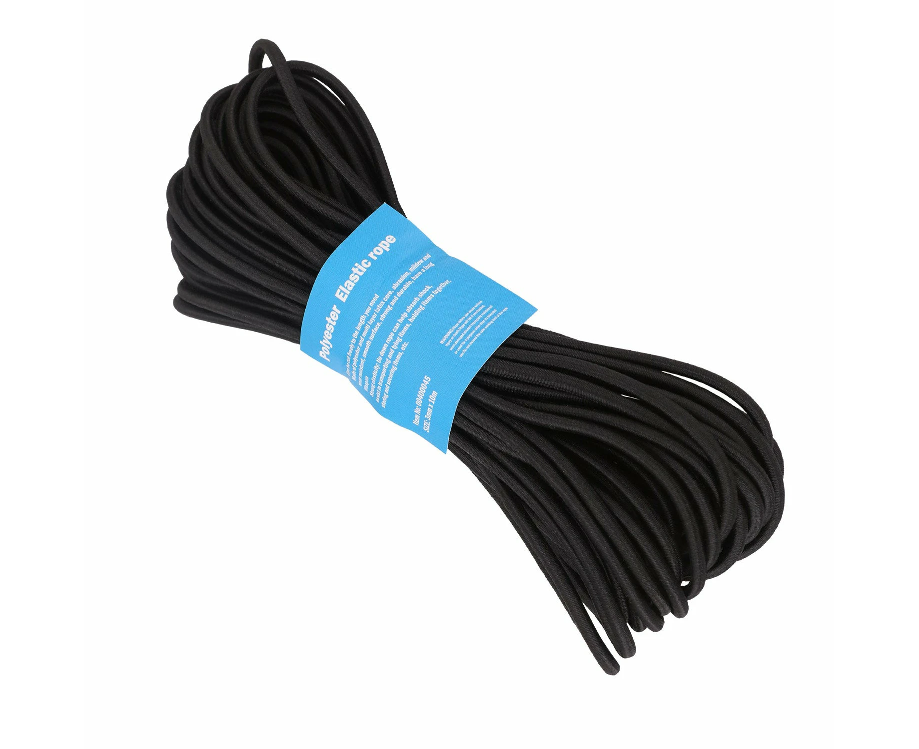 3mm X 10M High Tenacity Black Polyster Elastic Rope Shock Core Bungee Tie Down