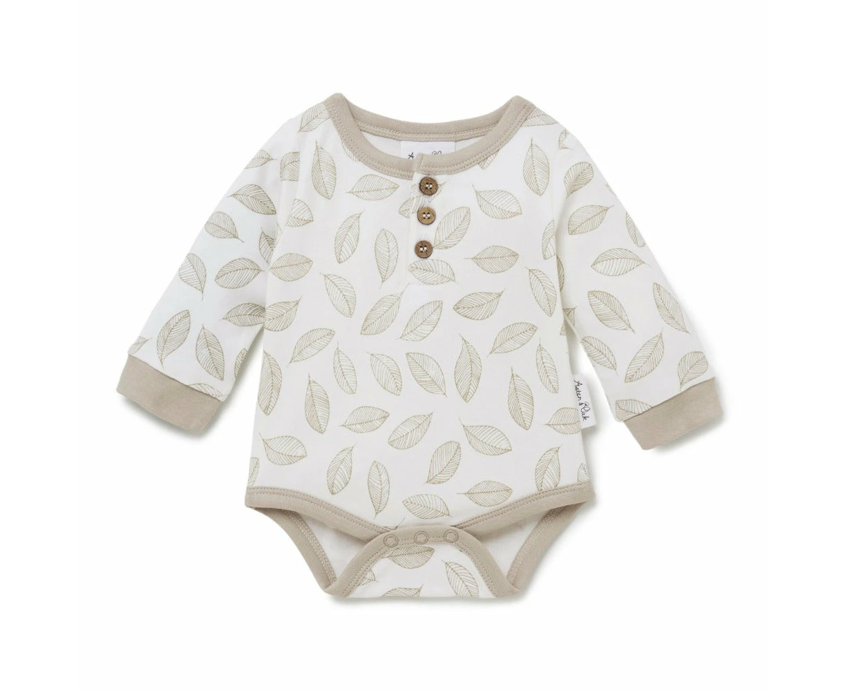 Aster and Oak Leaf Henley Onesie