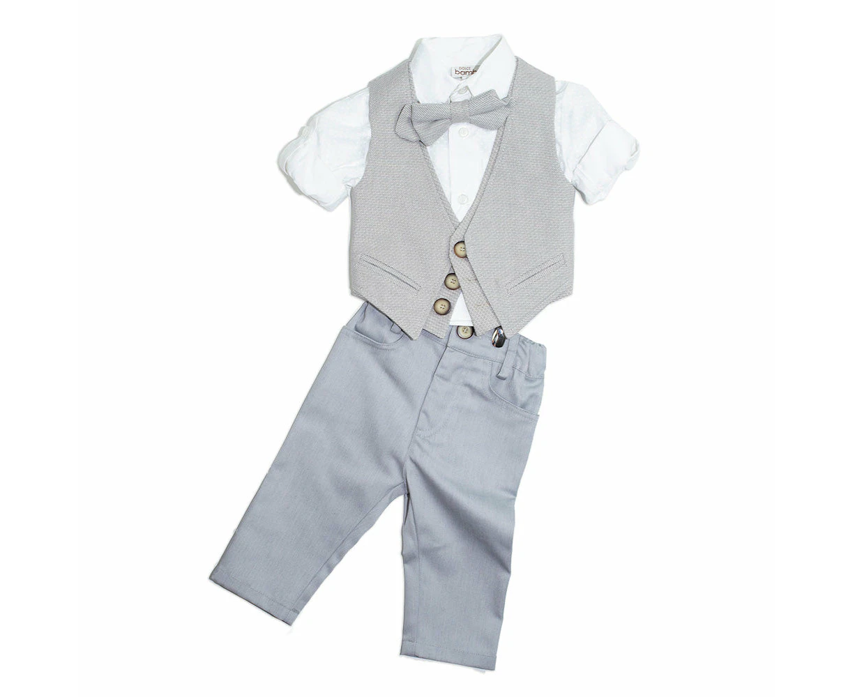 Dolce Bambini - Baby Boy 4 Piece Light Grey Suit