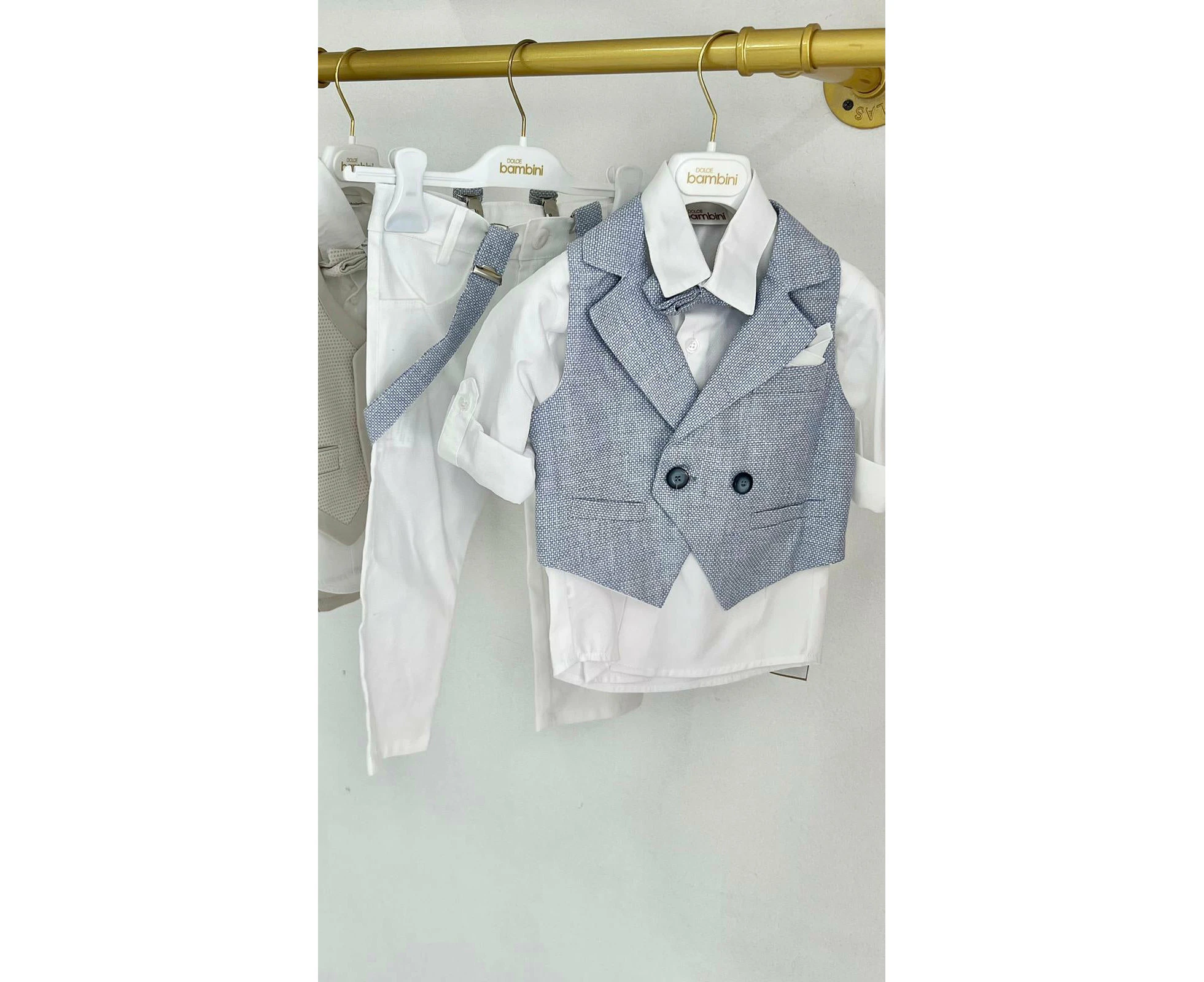 Dolce Bambini - 3 Piece Blue/White Suit