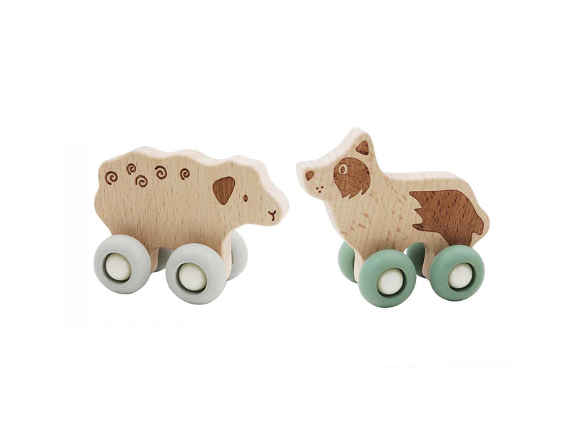 Kaper Kidz EcoWheels Farm Movers Sheep & Dog Kids/Childrens Wooden Toy 12m+