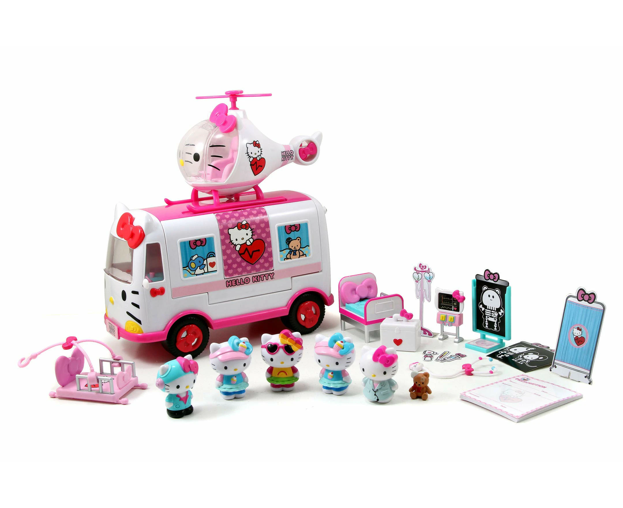 HELLO KITTY Emergency Playset with Ambulance and Helicopter + 6 figures