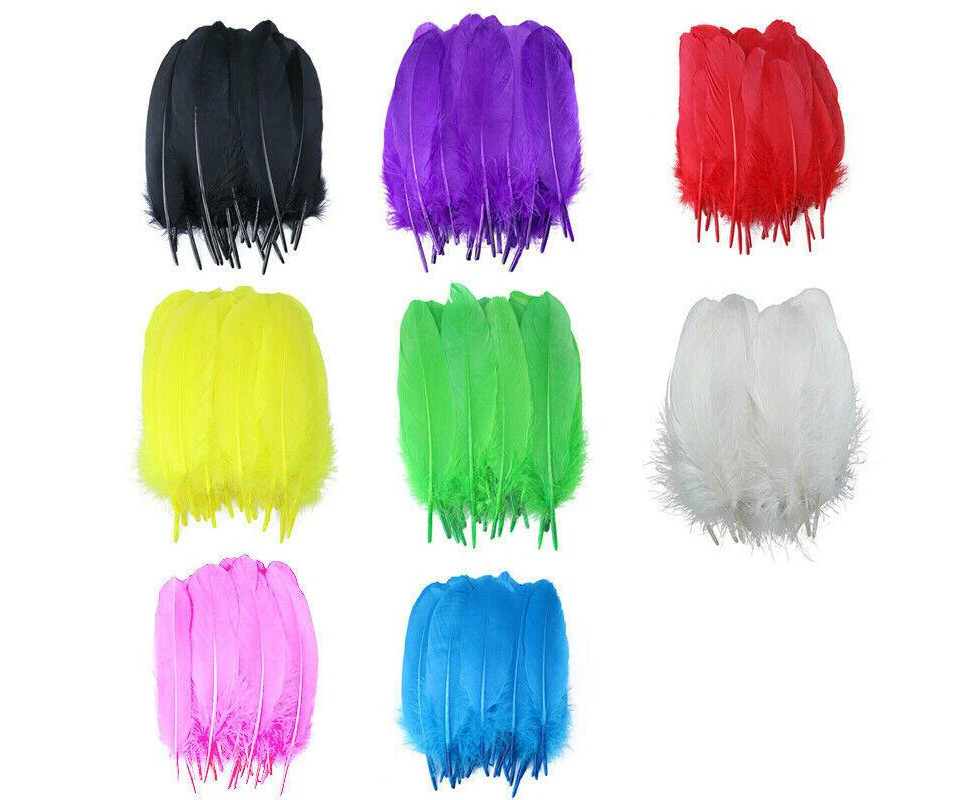 50X Craft Feathers Goose Feather Diy Art Party Decoration Wedding Dream Catcher - Blue