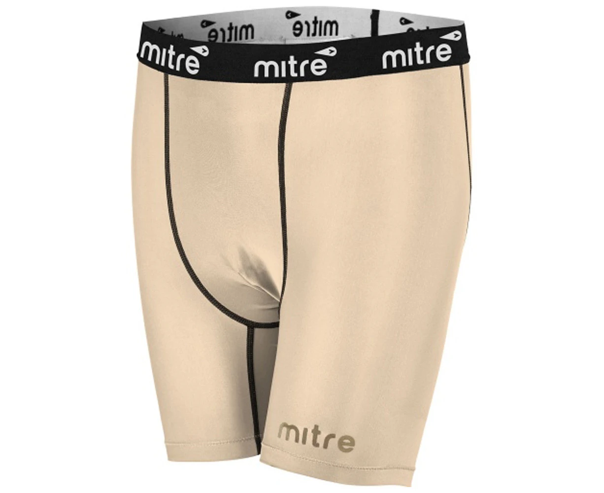 Mitre Neutron Compression Shorts Kids/Youth Unisex Sports Tights Beige - Beige