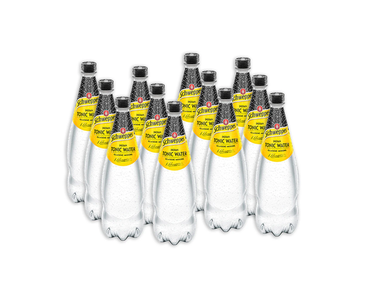 12pc Schweppes Indian Sparkling/Carbonated Tonic Water Drink Bottles 1.1L