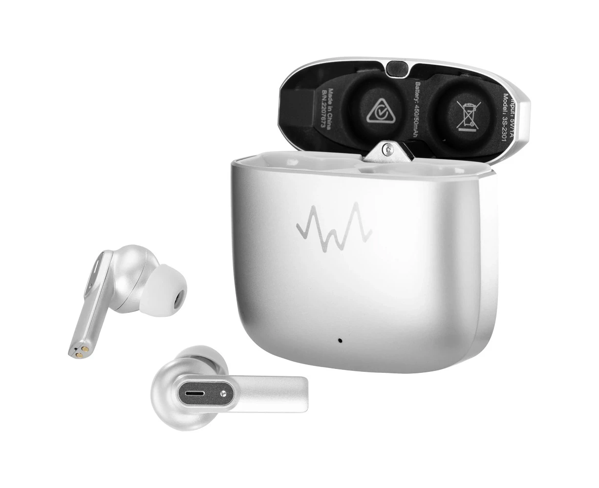 Wave Audio ENC Immersive Pro True Wireless Earbuds BT Earphones For Phone Silver