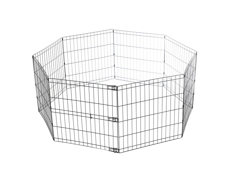 M-Pets Small 66cm Foldable Puppy/Pet Play Pen Dog Portable Metal Cage Fence BLK