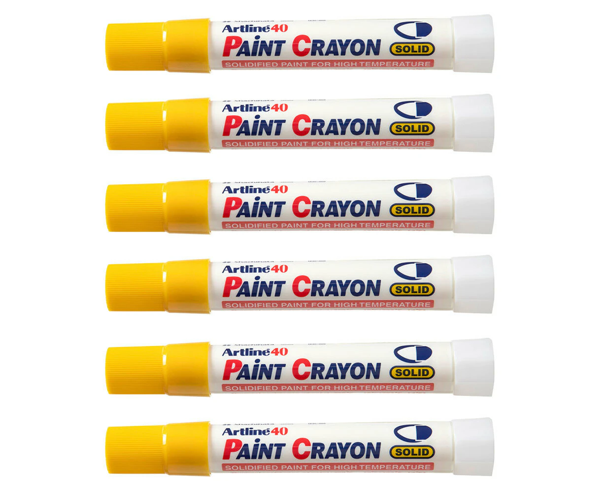 12PK Artline 40 Permanent Paint Crayon Fade Proof High Temperature Marker Yellow