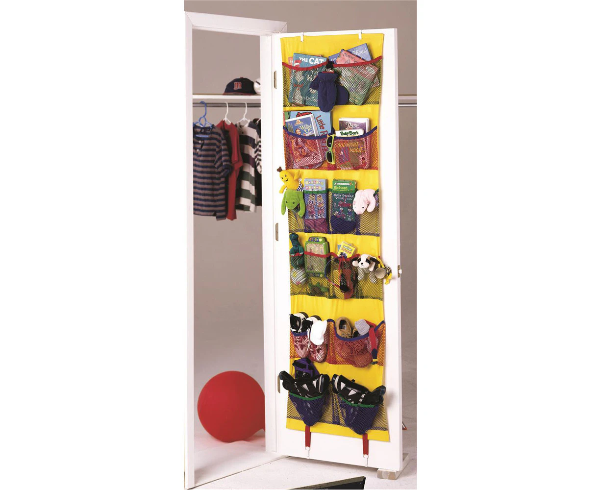 Jokari 50cm Kids Stuff Wall/Door Hanging Organiser Pocket/Shelf Storage Bag YLLW