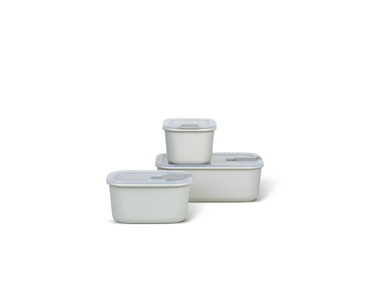 3pc Mepal Food Storage Box Container w/EasyClip Lid Set 450ml/1L Nordic White