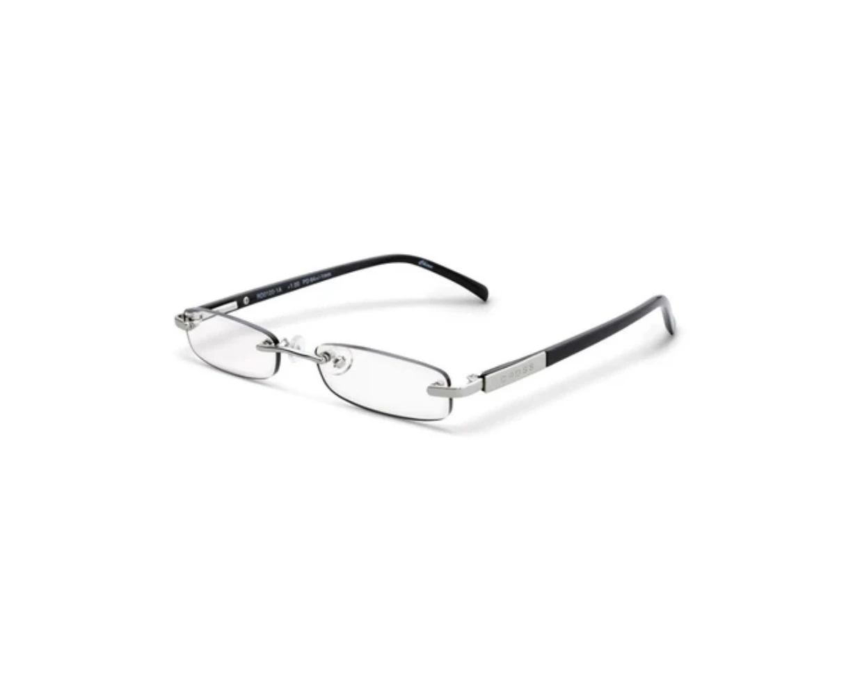 Cross Dickens Rimless Reader Eye Glasses Reading Eyeglasses +2:00 Silver/Black