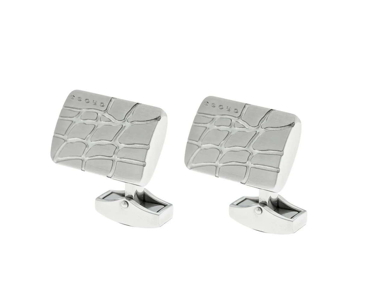 Cross Foster Stainless Steel Cufflinks Croc Pattern Men Suit Accessory Silver