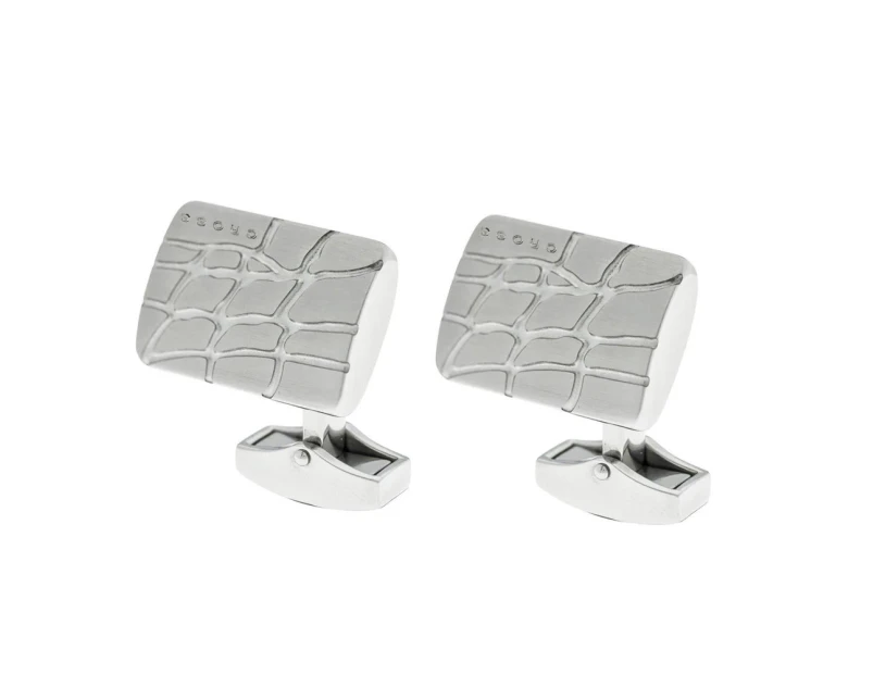 Cross Foster Stainless Steel Cufflinks Croc Pattern Men Suit Accessory Silver