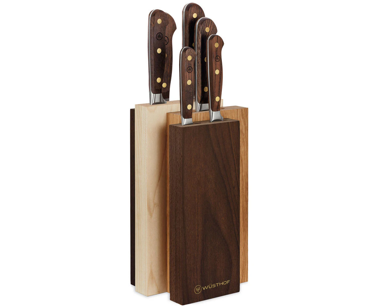 7pc Wusthof Crafter Santoku/Paring Knife Block Set w/ Smoked Oak Grip Brown