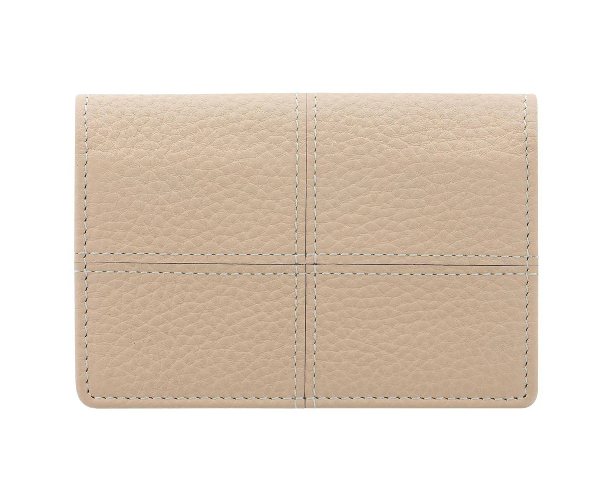 Filofax Classic Stitch Soft Leather Business Card Holder Wallet Storage Peach