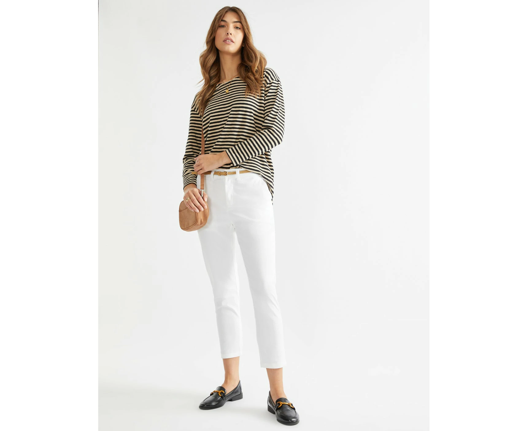 Katies - Womens - Pants / Trousers - Winter - White Cotton - Skinny / Slim Leg - High Waisted - Stretch Elastane - Ankle Length - Casual Work Clothes