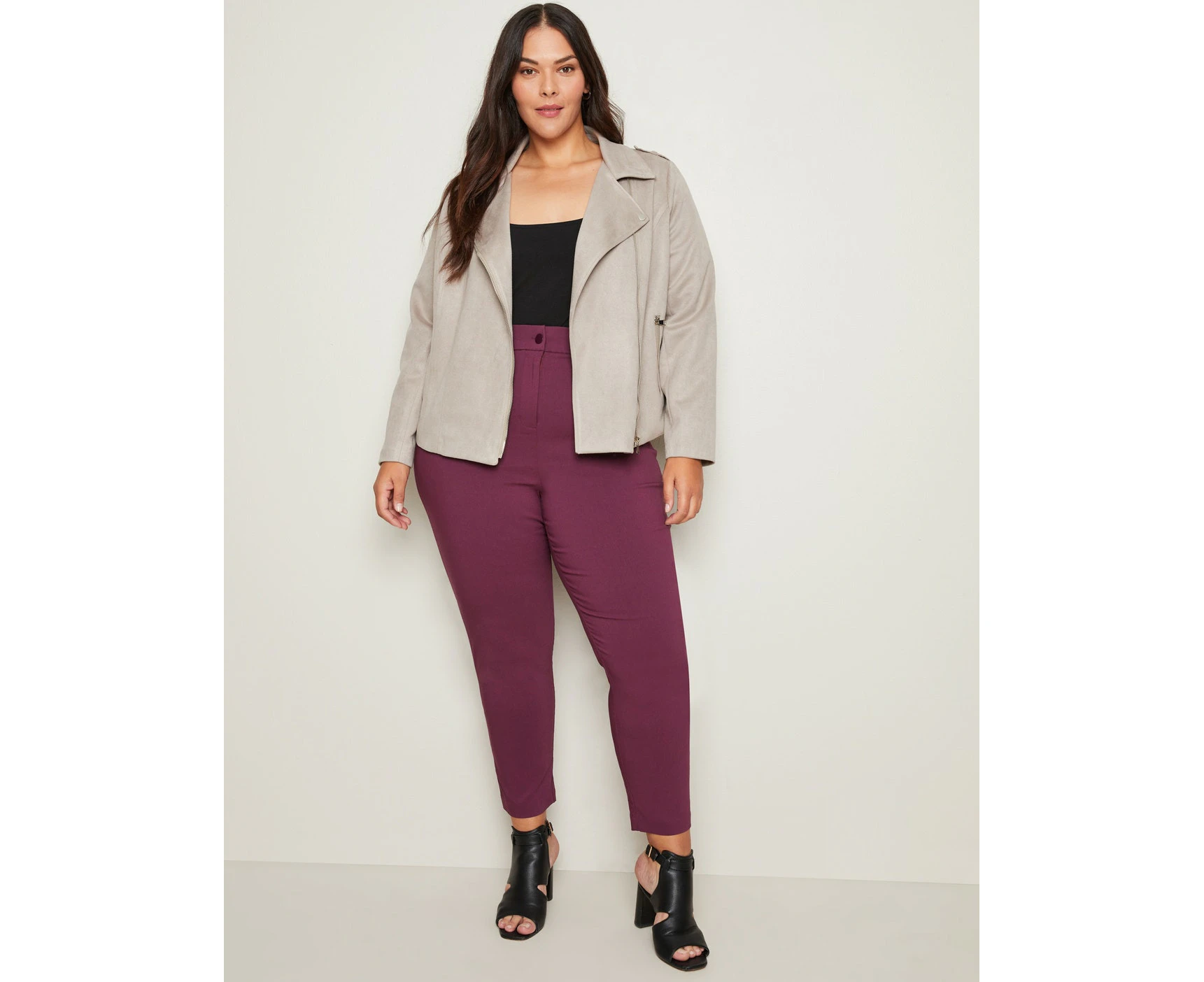 Autograph - Womens Plus Size - Pants / Trousers - Winter - Red - Wine - Skinny / Slim Leg - High Waisted - Stretch Elastane - Ankle Length - Clothes