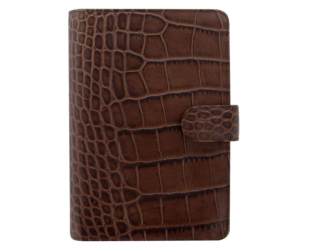 Filofax Classic Personal Organiser Diary/Note Crocodile Leather Chestnut 20cm