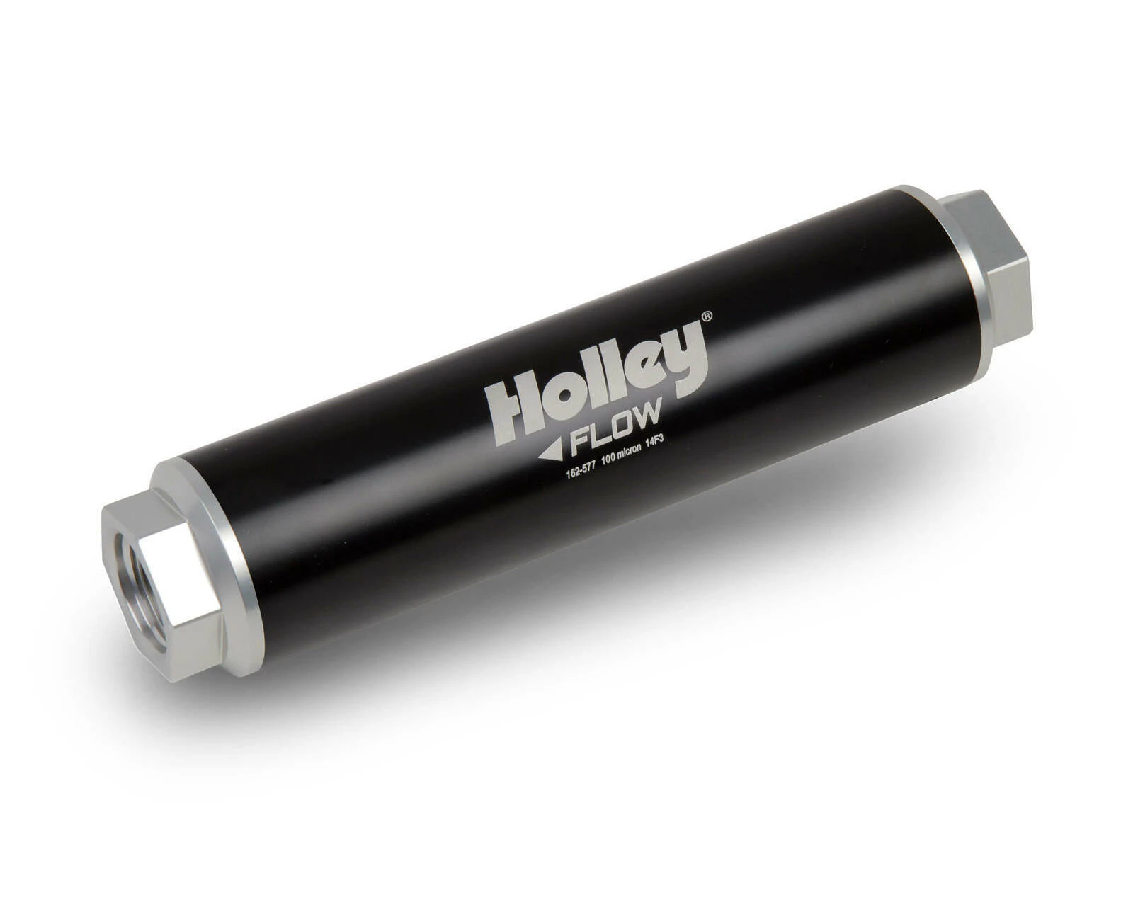 Holley Fuel Filter VR Series Billet Inline 460 gph 100 microns Black Housing Synthetic Fiber Element HL162-577