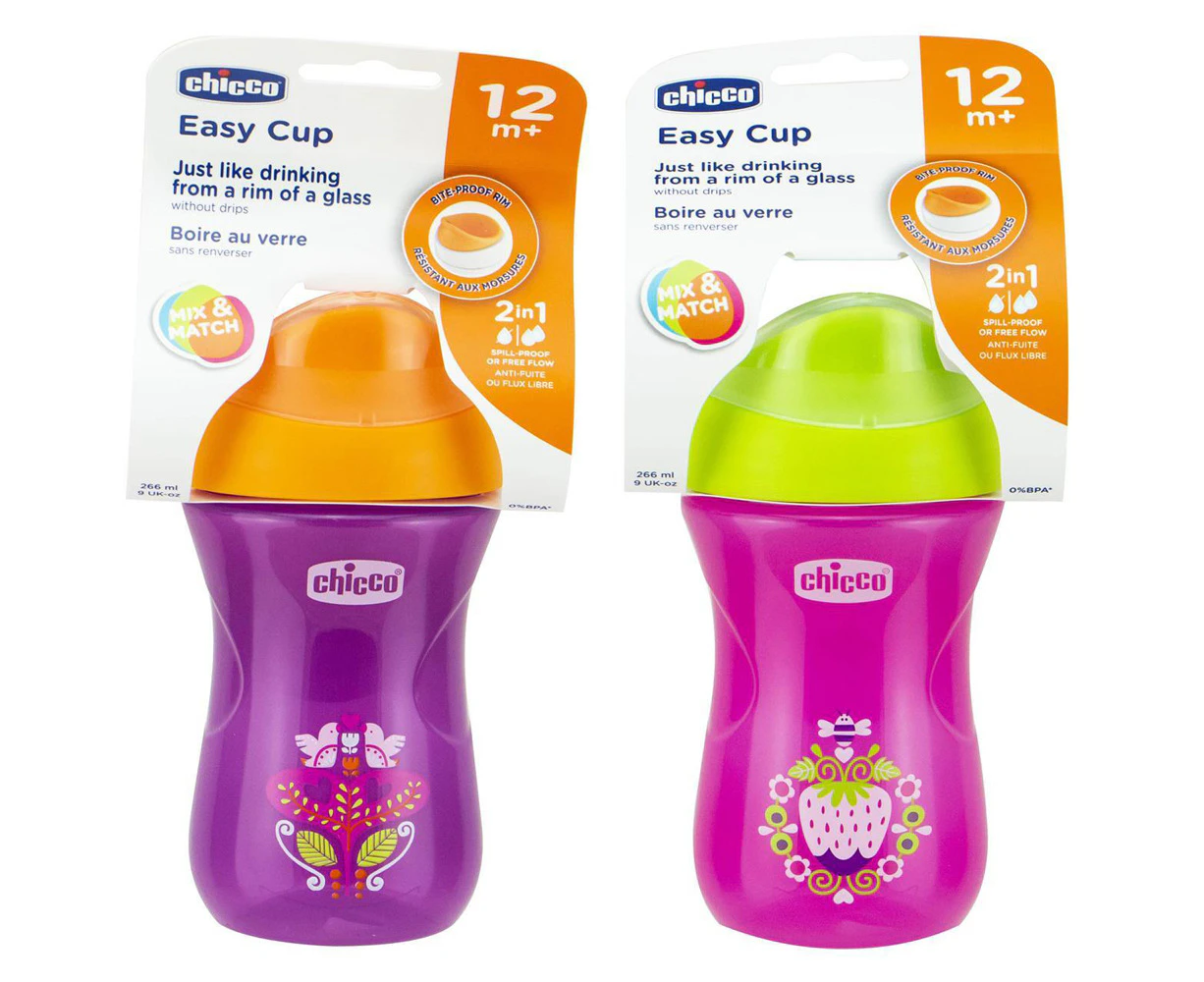 Chicco Nursing Baby 266ml Easy Cup Spill Proof Training Drink Sippy 12m+ Girl