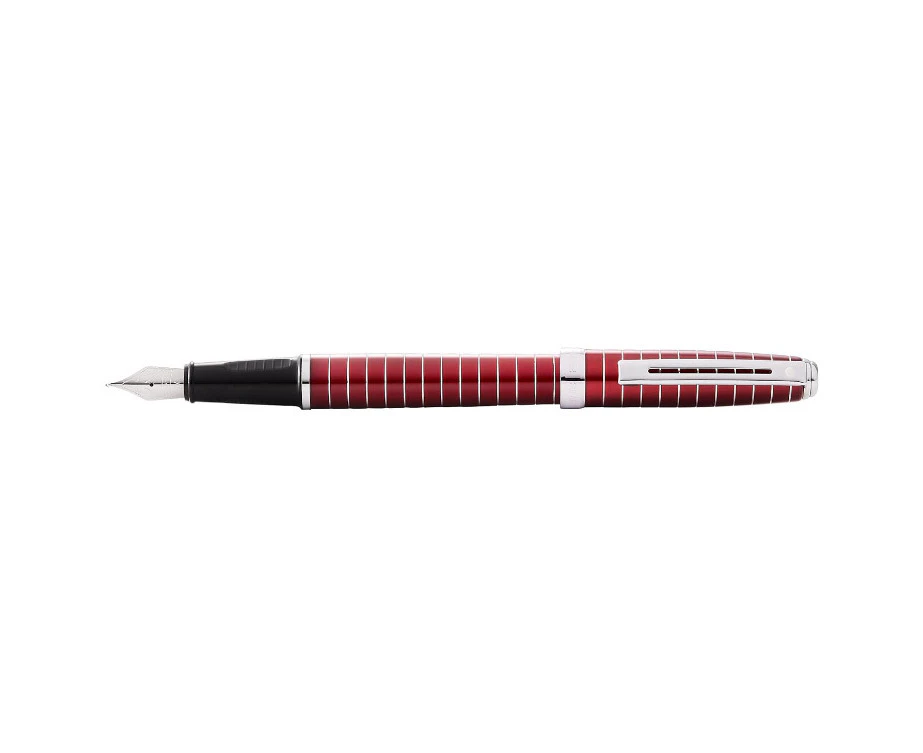 Sheaffer Prelude Fountain Pen Writers Ballpen w/ Engraved Lines Lacquer Red