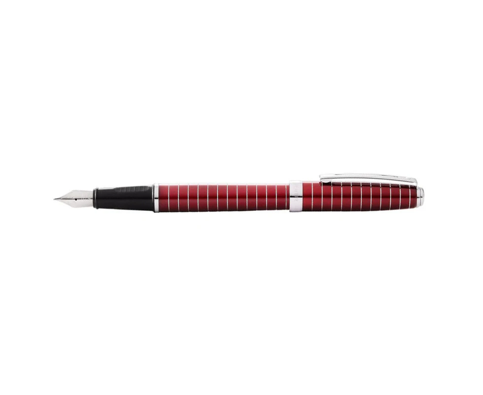 Sheaffer Prelude Fountain Pen Writers Ballpen w/ Engraved Lines Red Lacquer