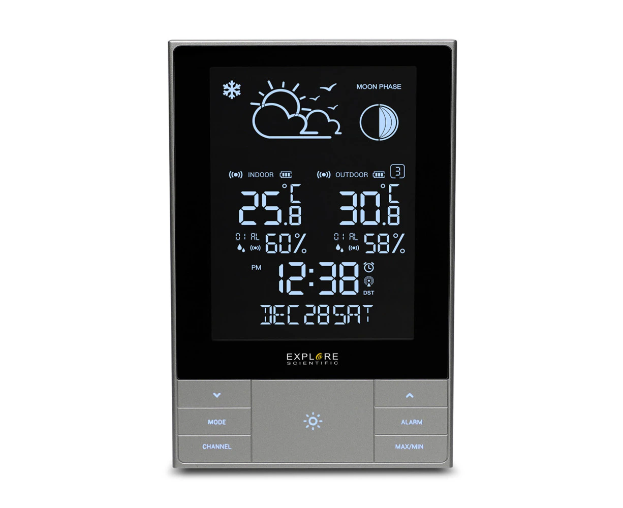 Explore Scientific Crystal Vision Modern LED Touch Key Vertical Weather Station