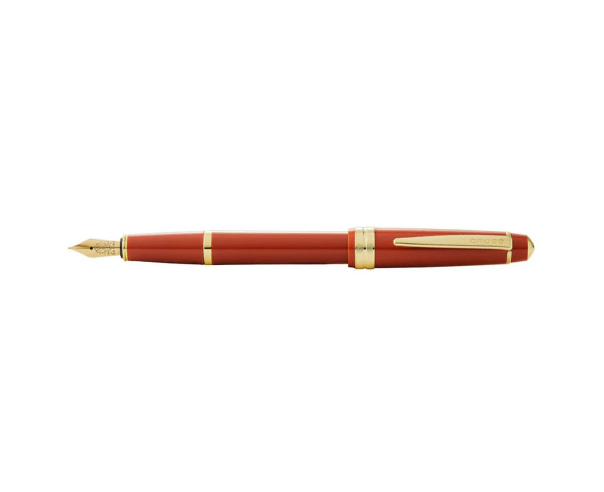 Cross Bailey Light Gloss Fine Fountain Pen Writing Stationery Burnt Orange/Gold