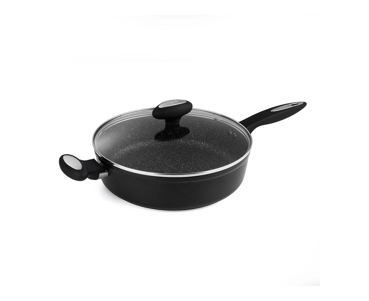 Zyliss Ultimate Forged 28cm Non-Stick Saute Pan w/ Lid Cover Cookware Black