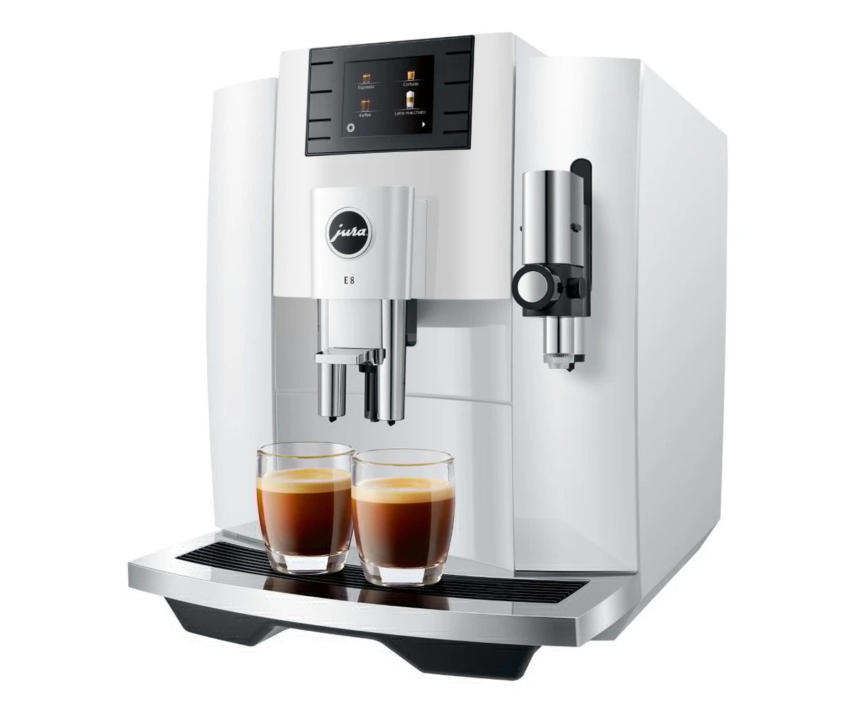 Jura E8 Automatic Espresso Bean Coffee Machine Hot Drink Maker Piano White INTA