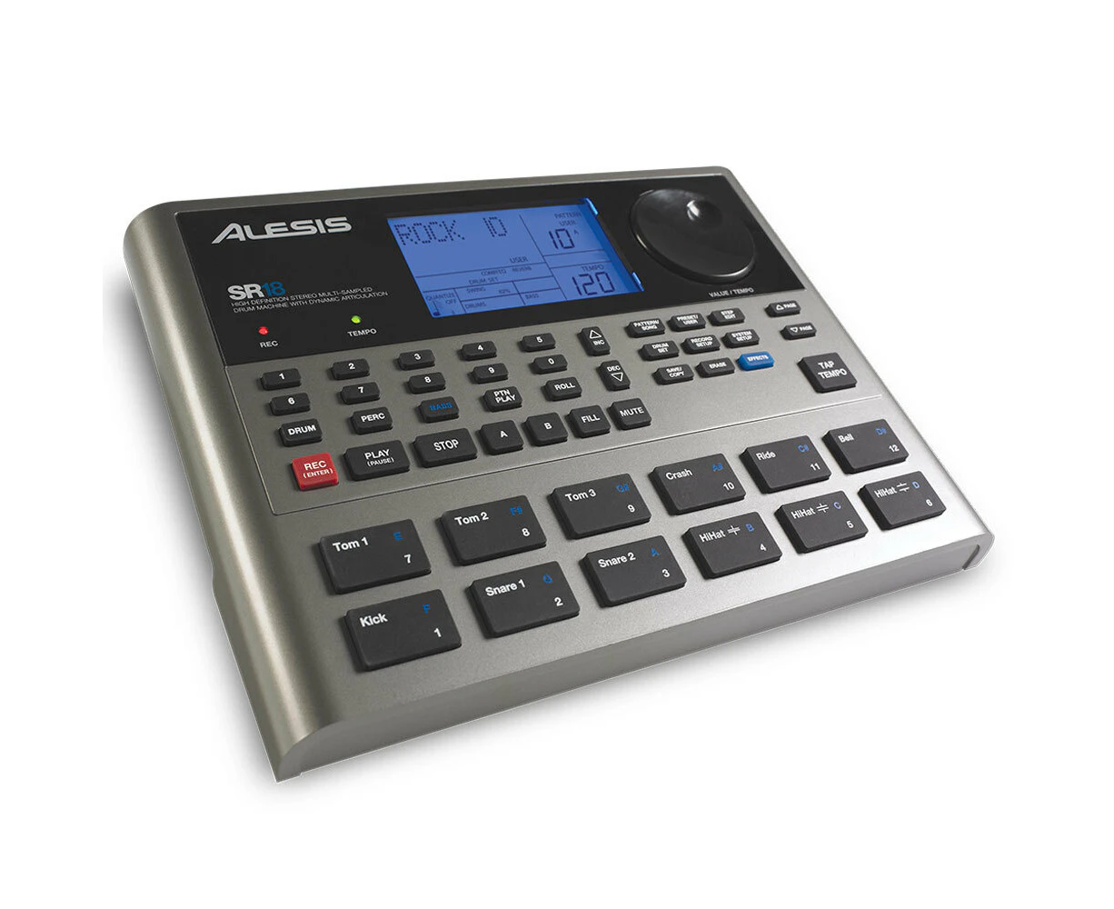 Alesis SR18 Pro Electronic MIDI Drum Machine Musical Instrument for Keyboard BLK