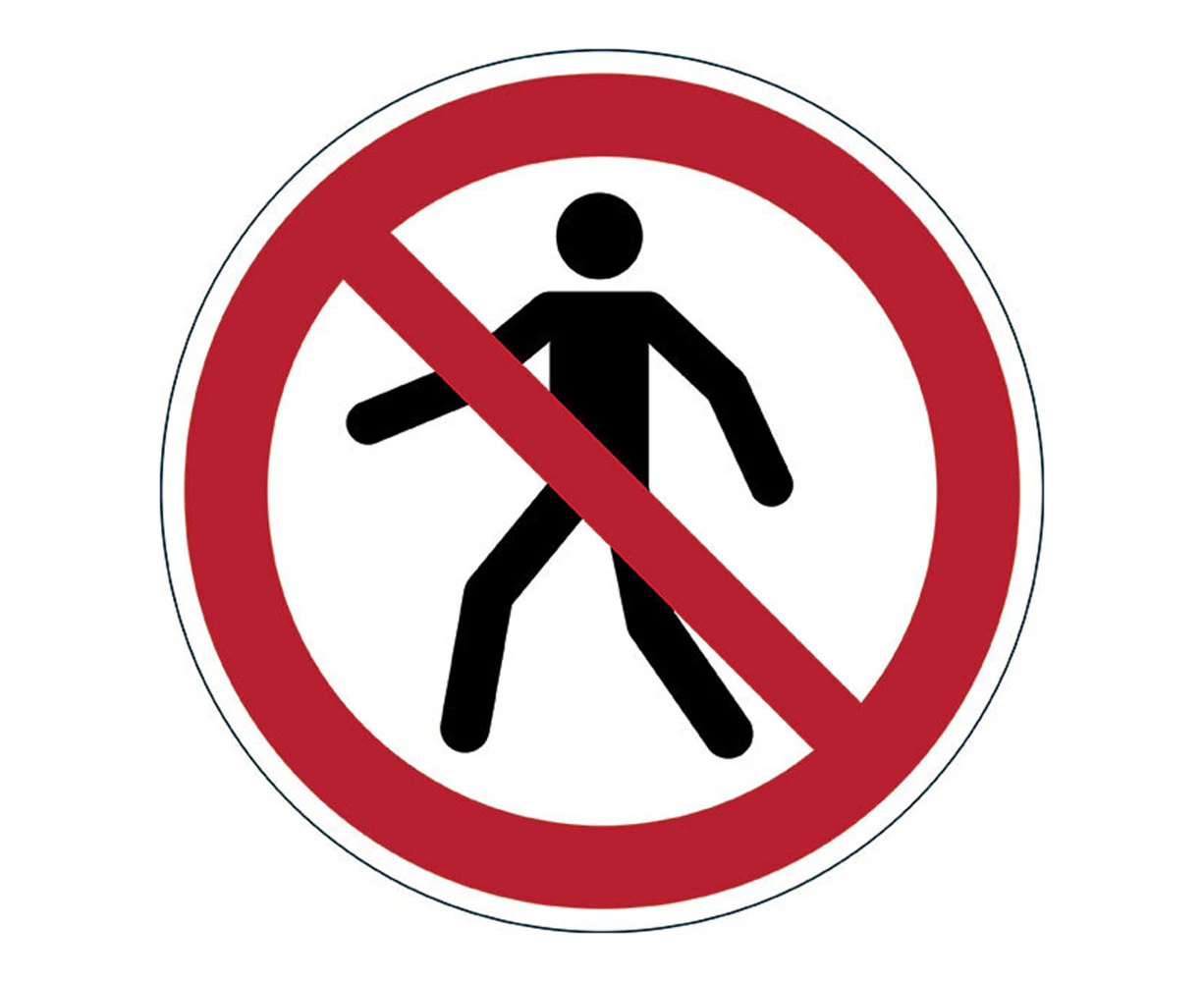 Durable Pedestrian Prohibited 43cm Floor Safety Marking Sign Self-Adhesive Red