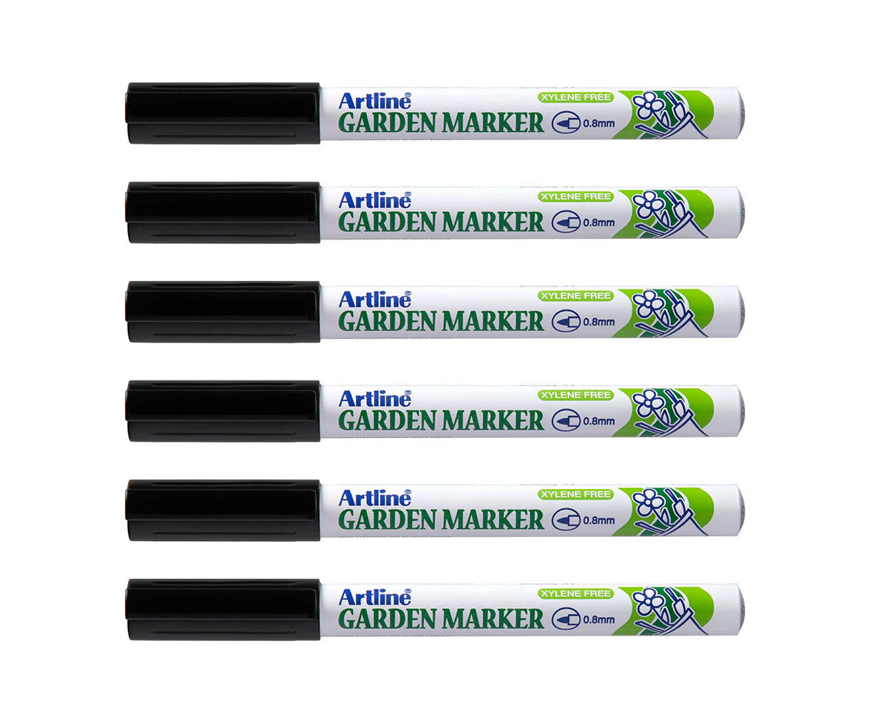 12PK Artline Garden Marker 0.7mm Bullet Nib Water Resistant/Quick Dry Pen Black