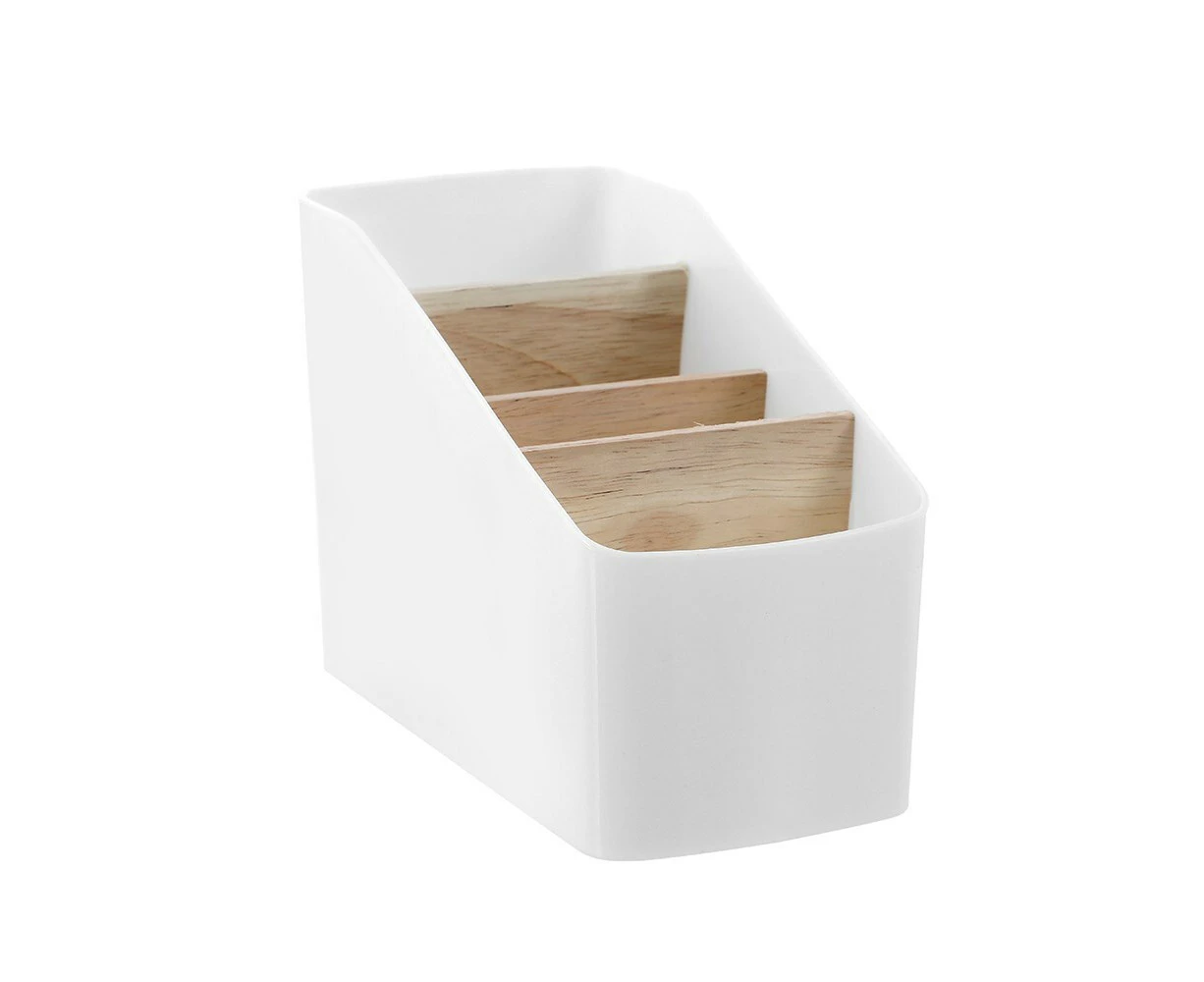 Boxsweden 18cm Bano Organiser 4 Section Bamboo Bathroom/Home Storage Box White