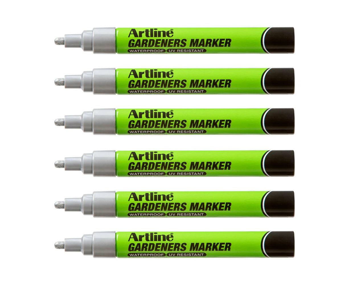 12PK Artline Gardeners Permanent Marker Fade Resistant/Instant Dry Pen Silver