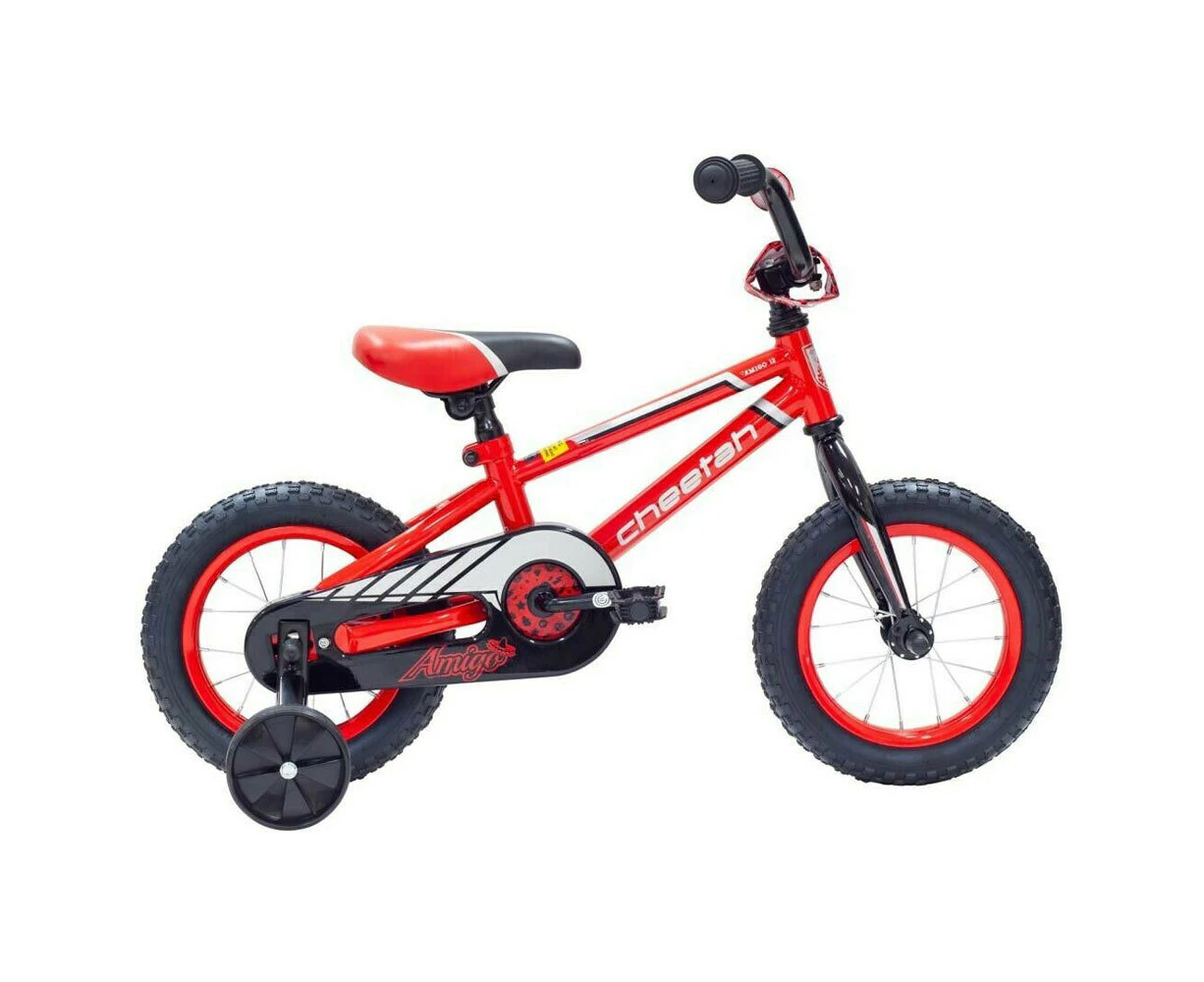 Cheetah Amigo Boys Jr 12 Inch Pedal Bike/Bicycle w/Training Wheels Red Kids 2-4y